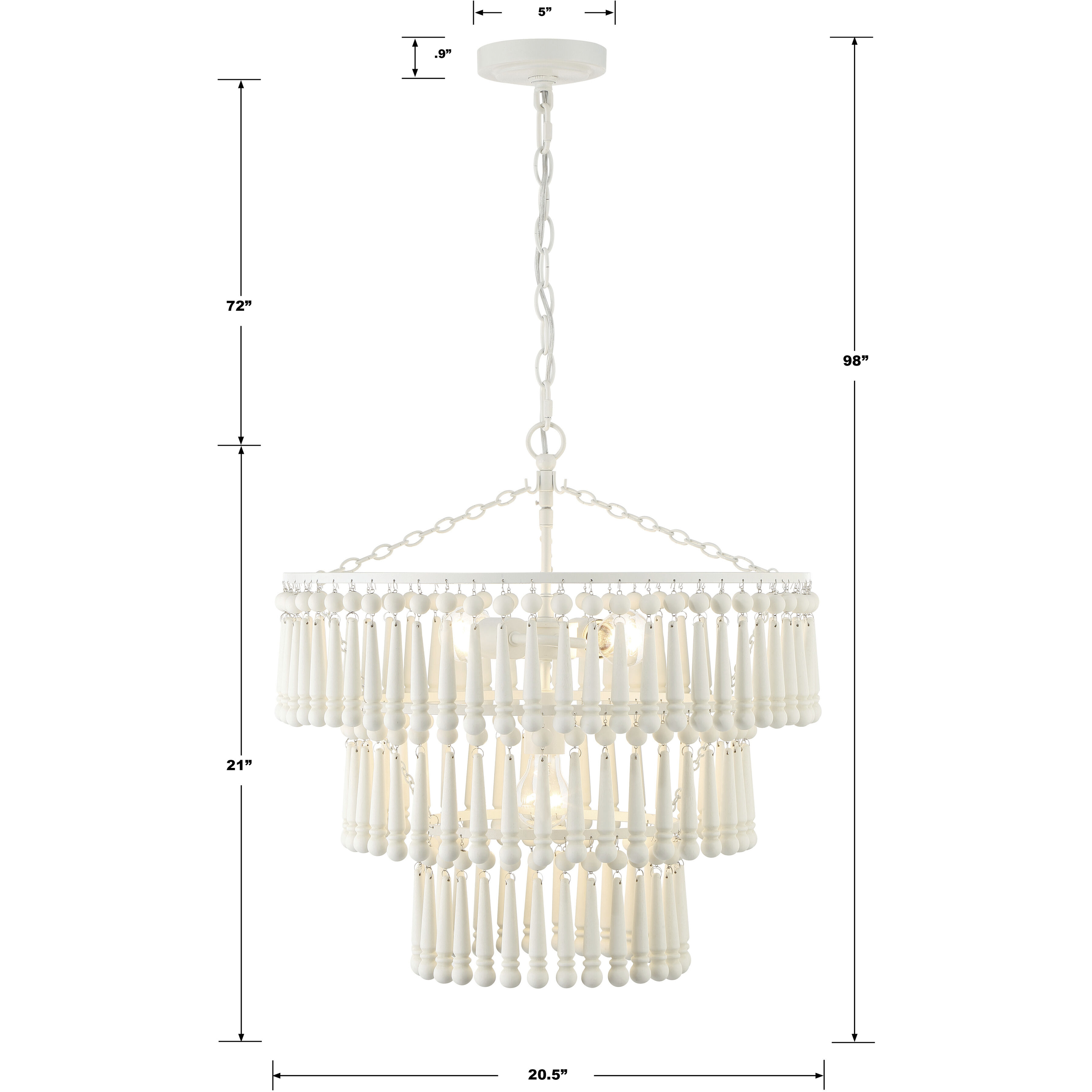 Tiana 3 Light 20.5 inch Matte White Chandelier Ceiling Light