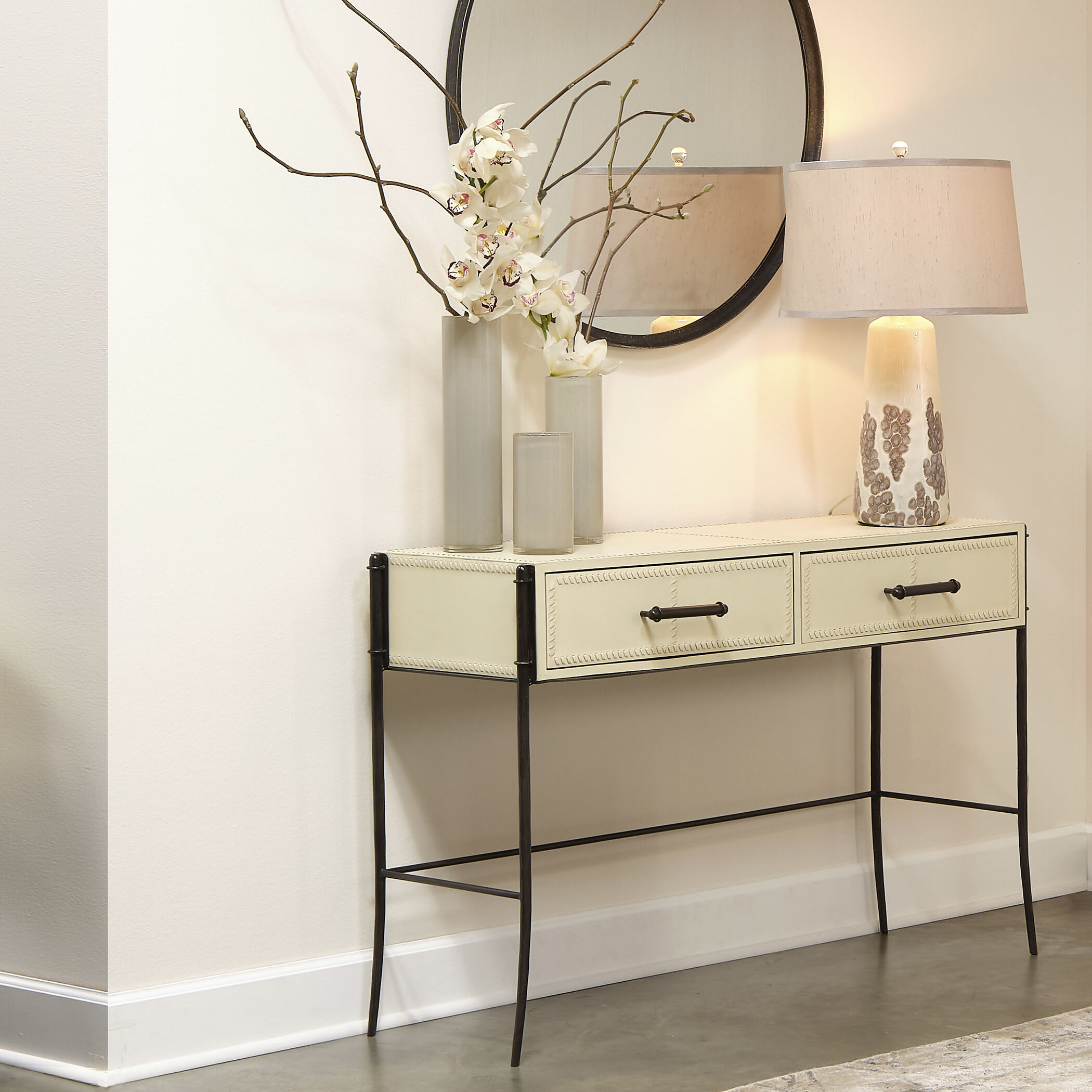 Nevado 50 inch Off White and Black Console Table