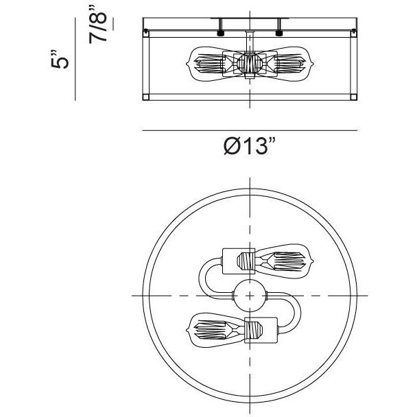 Clarke 2 Light 14 inch Black and Aged Gold Brass Flush Mount Ceiling Light