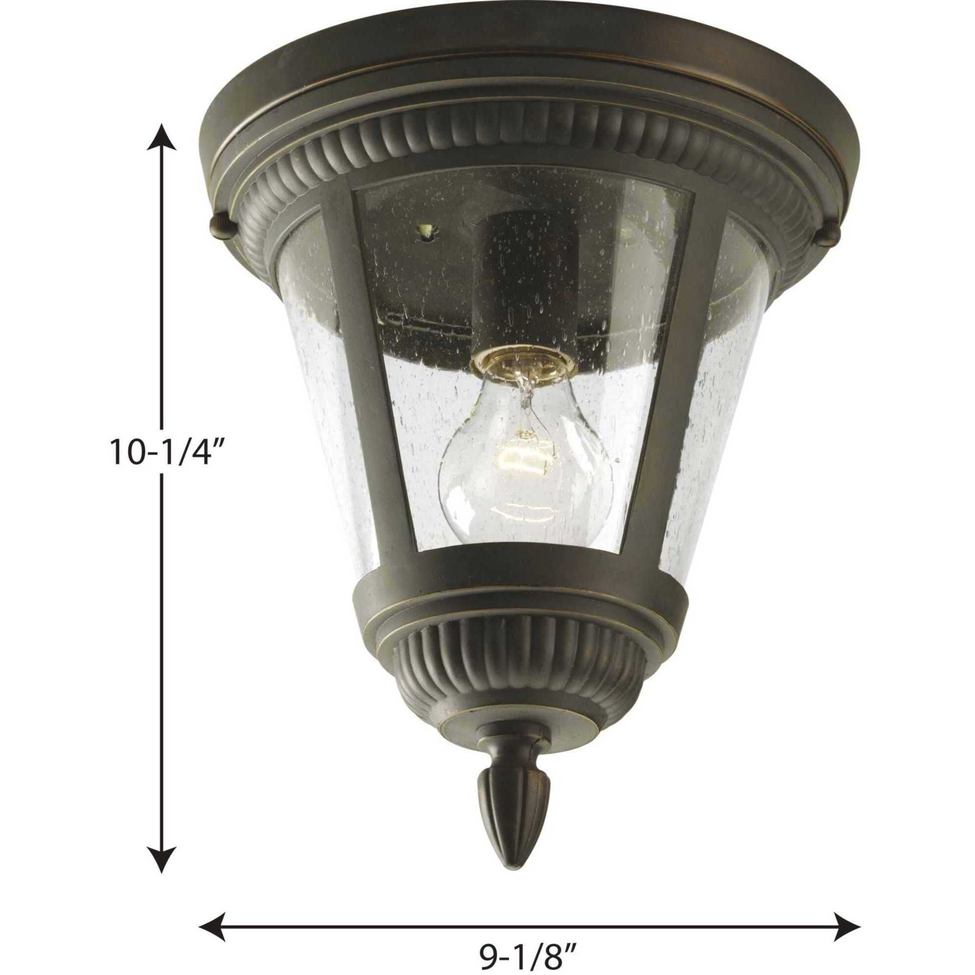 Westport 1 Light 9 inch Antique Bronze Outdoor Flush Mount in Bulbs Not Included, Clear Seeded
