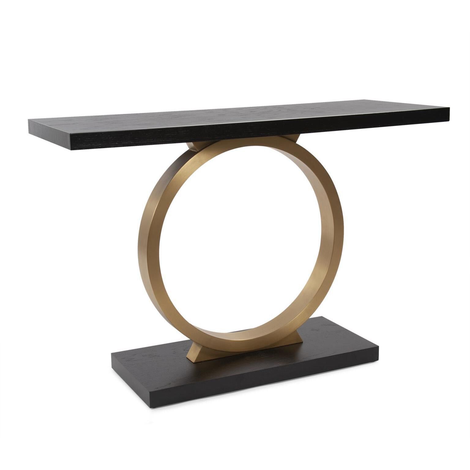 Annular 48 inch Black and Gold Console Table