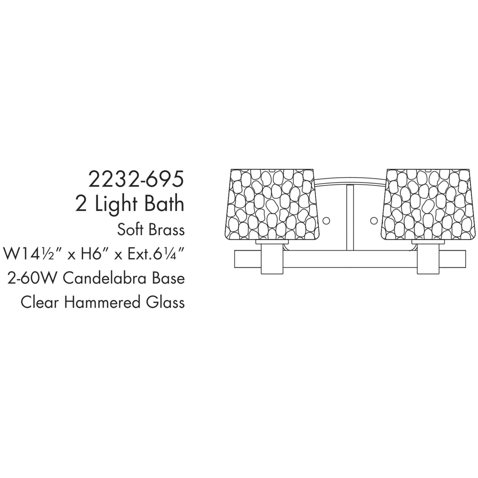 Drysdale 2 Light 14.5 inch Soft Brass Bath Vanity Wall Light