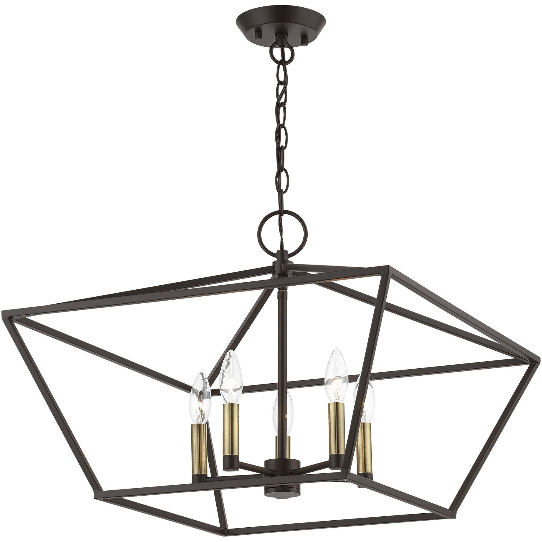 Devone 5 Light 22 inch Bronze with Antique Brass Accents Chandelier Ceiling Light