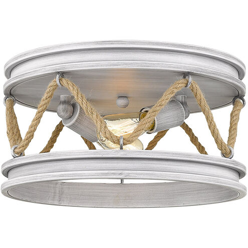 Chatham 2 Light 14 inch Gray Driftwood Flush Mount Ceiling Light, Damp
