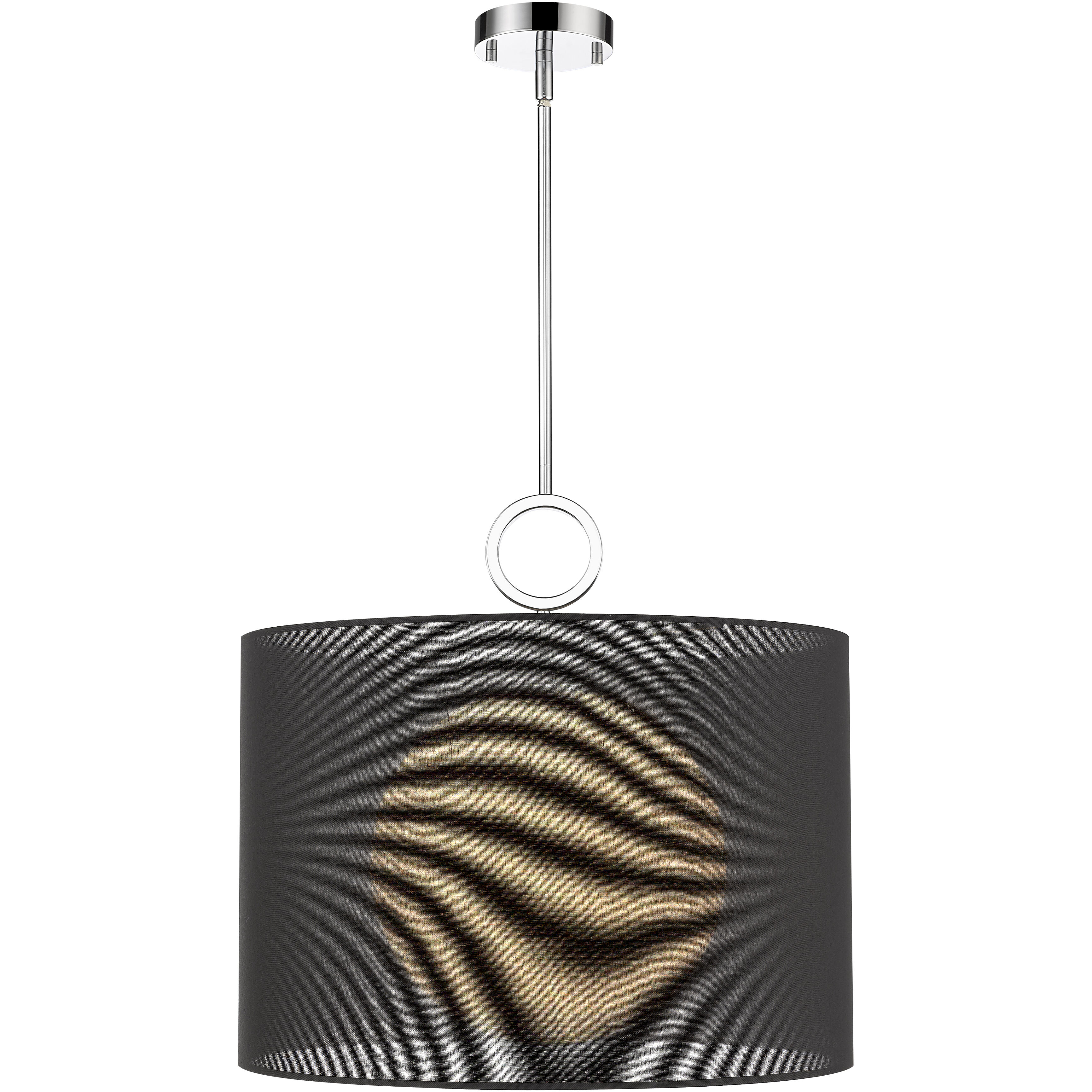 Arosia 1 Light 20 inch Chrome Pendant Ceiling Light in Black Fabric, 9