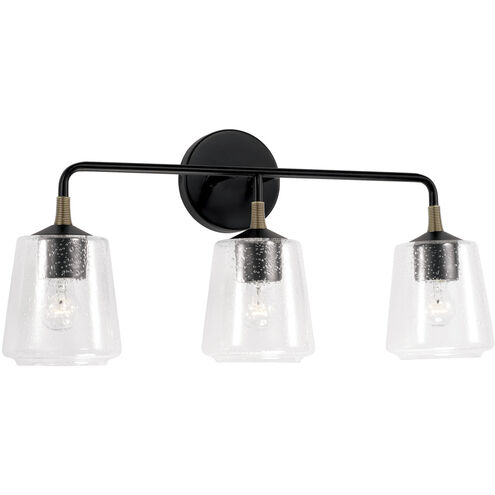 Amara 3 Light 24 inch Matte Black with Brass Vanity Light Wall Light