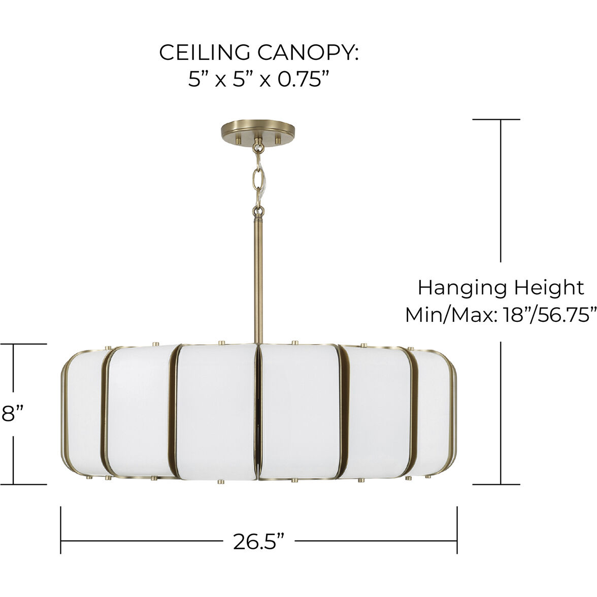 Marcell LED 26.5 inch Aged Brass Pendant Ceiling Light