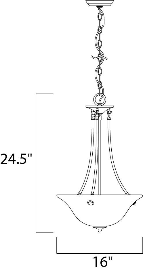 Malaga 3 Light 16 inch Satin Nickel Invert Bowl Pendant Ceiling Light in Marble