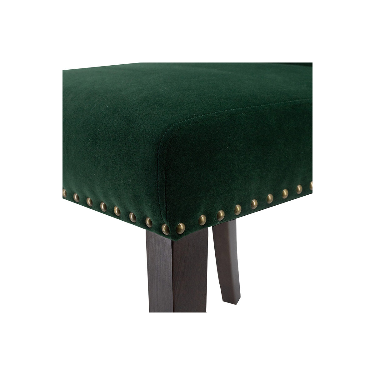 Upholstered Dark Brown/Brass Dining Chair in Green