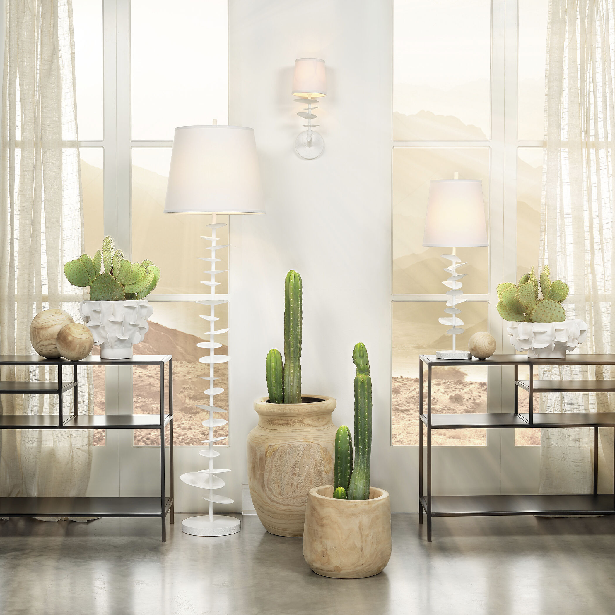 Petals 69 inch 150 watt White Gesso Floor Lamp Portable Light