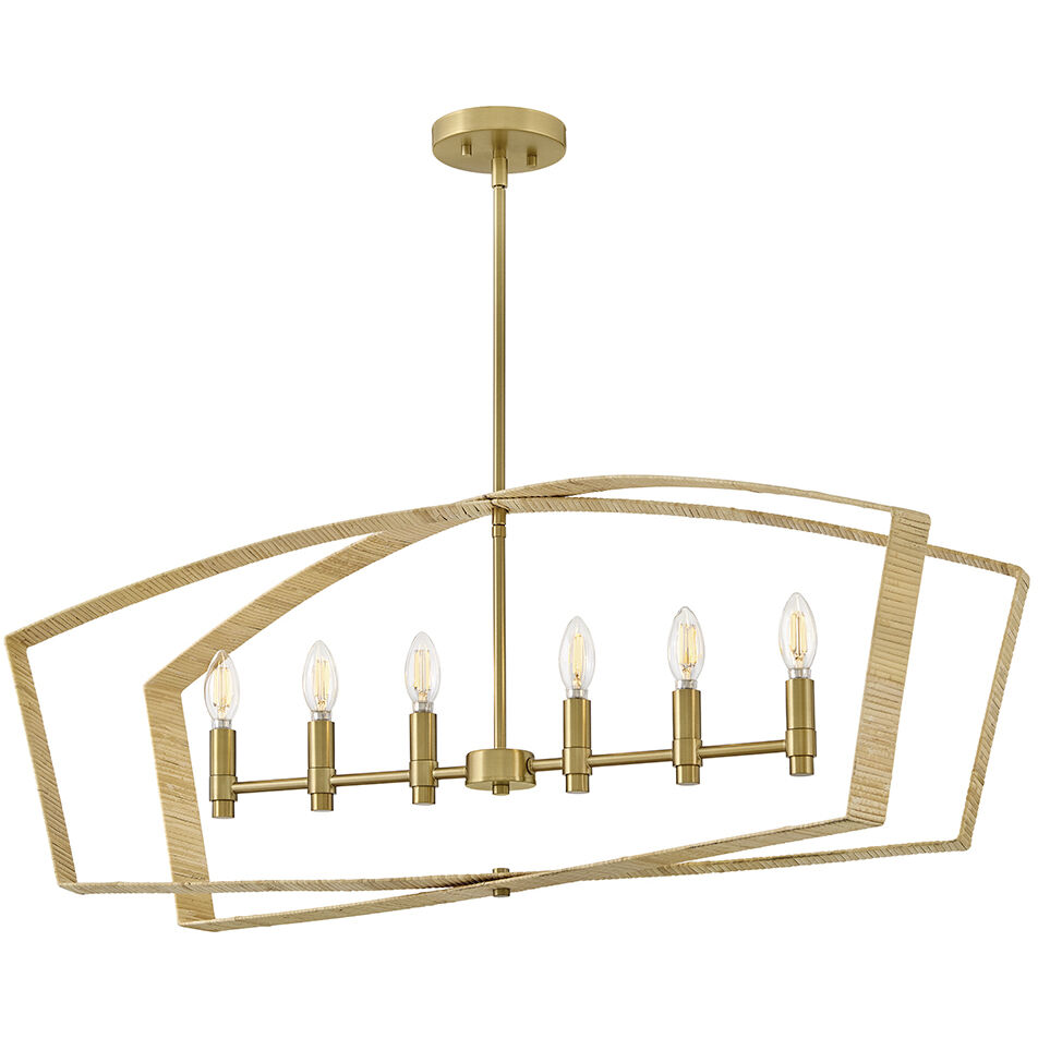 Sammi 6 Light 40 inch Lacquered Brass Chandelier Ceiling Light