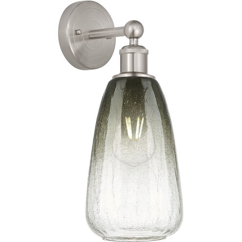 Edison Brookhaven Almond Armed Sconce Wall Light in Brushed Satin Nickel, Slate Glass