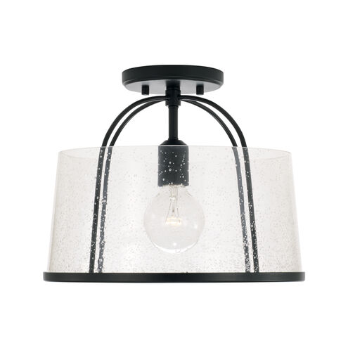 Madison 1 Light 13 inch Matte Black Semi-Flush Mount Ceiling Light, Convertible Dual Mount