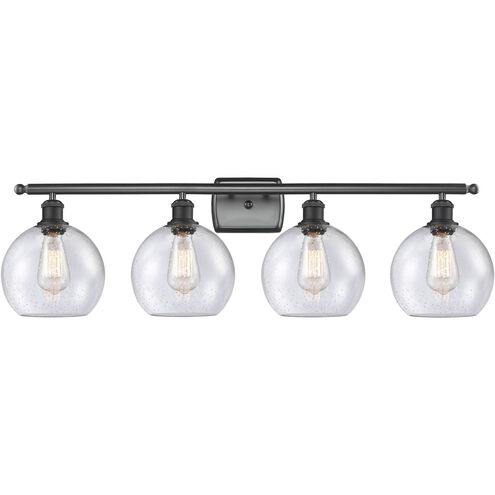 Ballston Athens LED 36 inch Matte Black Bath Vanity Light Wall Light in Seedy Glass, Ballston