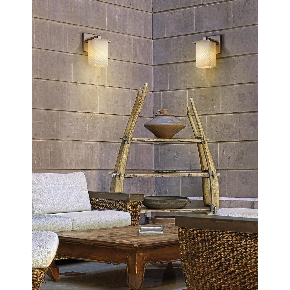 Fusion Wall Sconce Wall Light in Brushed Nickel, Incandescent, Weave Fusion