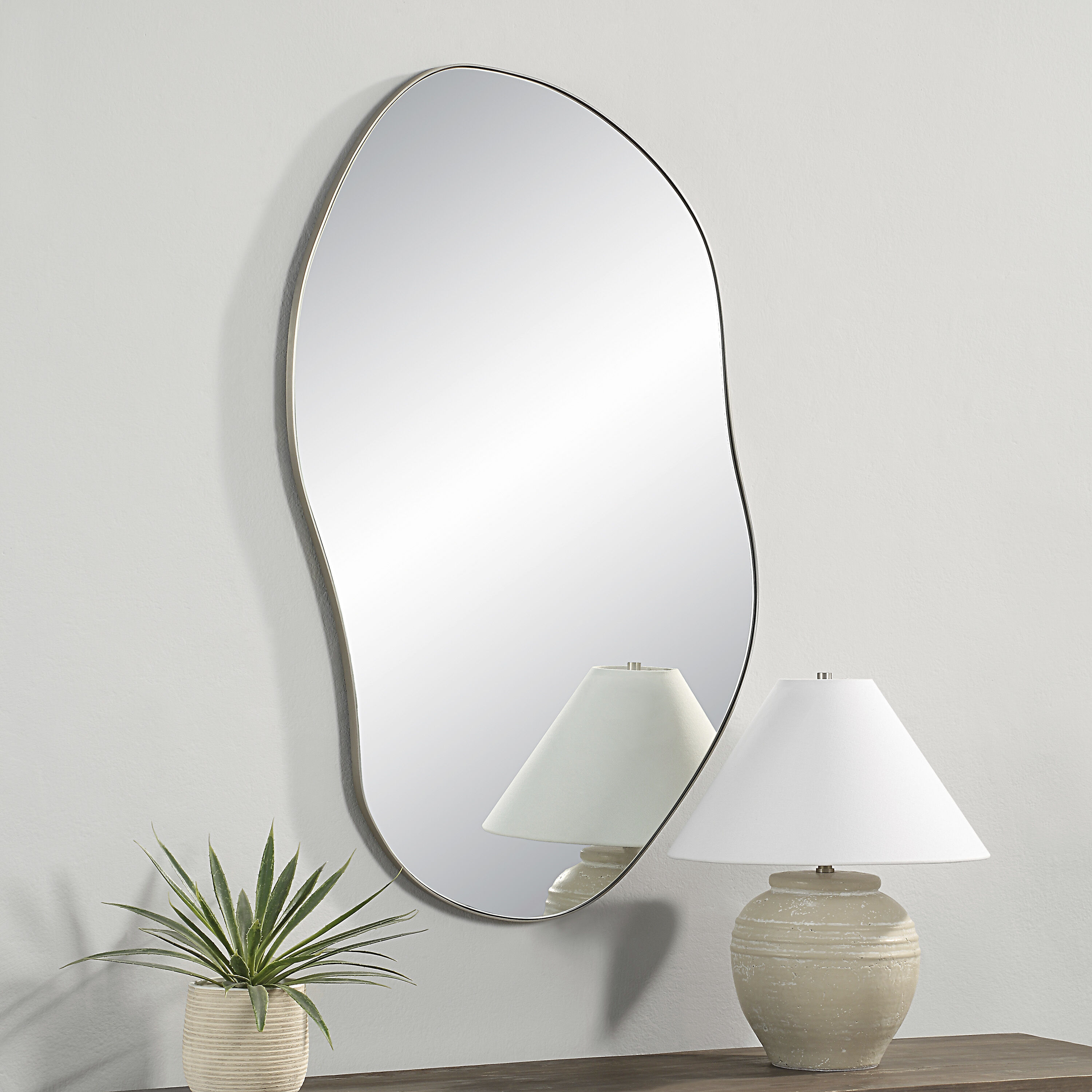 Javelin 45.25 X 30 inch Brushed Matte Satin Nickel Wall Mirror