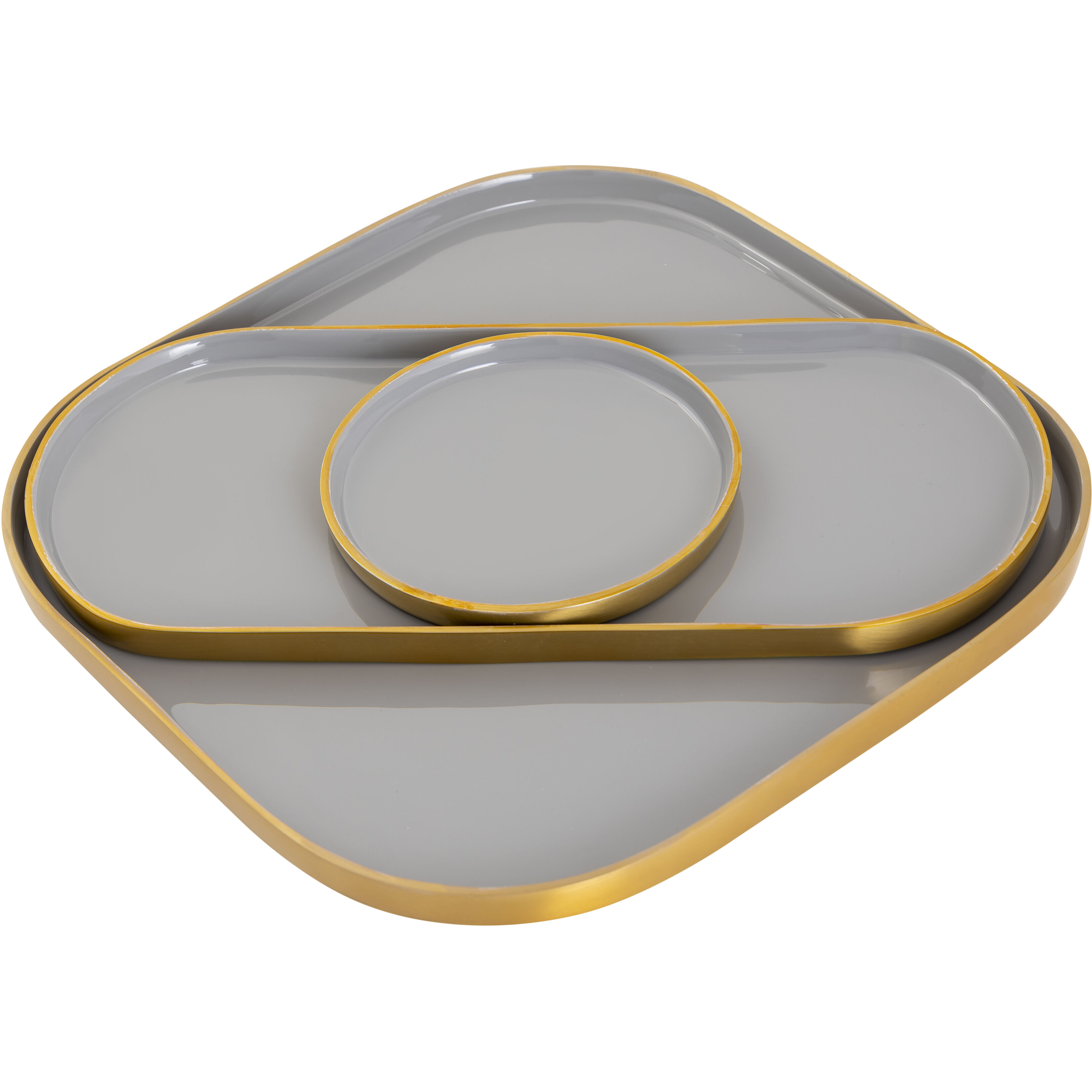 Harward Gray Enamel with Brushed Brass Tray, Set of 3