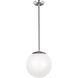 Leo - Hanging Globe LED 12 inch Satin Aluminum Pendant Ceiling Light