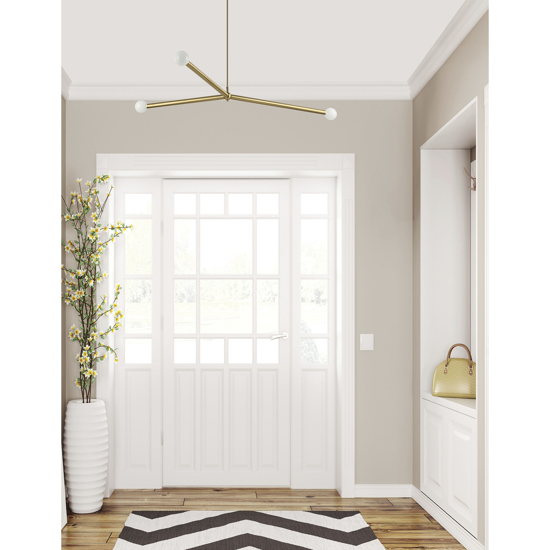 Cerberus 3 Light 62 inch Aged Brass Linear Pendant Ceiling Light