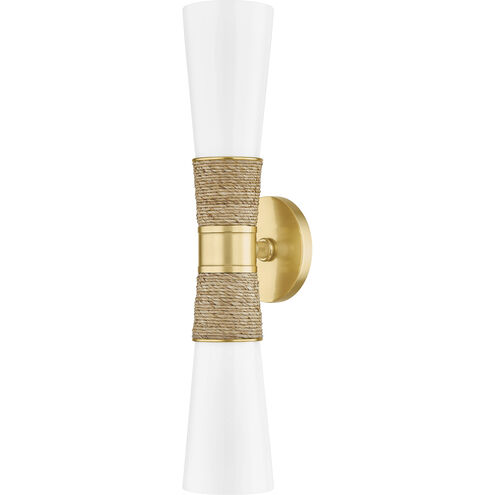 Mica 2 Light 4.75 inch Aged Brass Wall Sconce Wall Light
