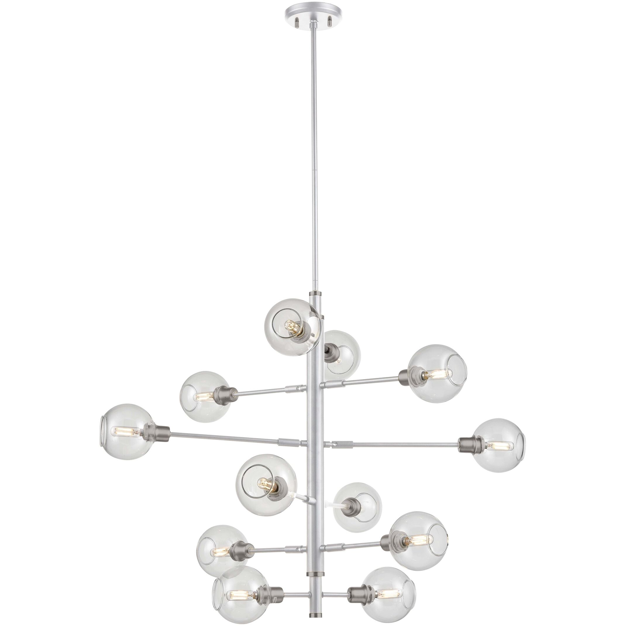 Ocean Drive 12 Light Satin Nickel And Chrome Foyer Pendant Ceiling Light