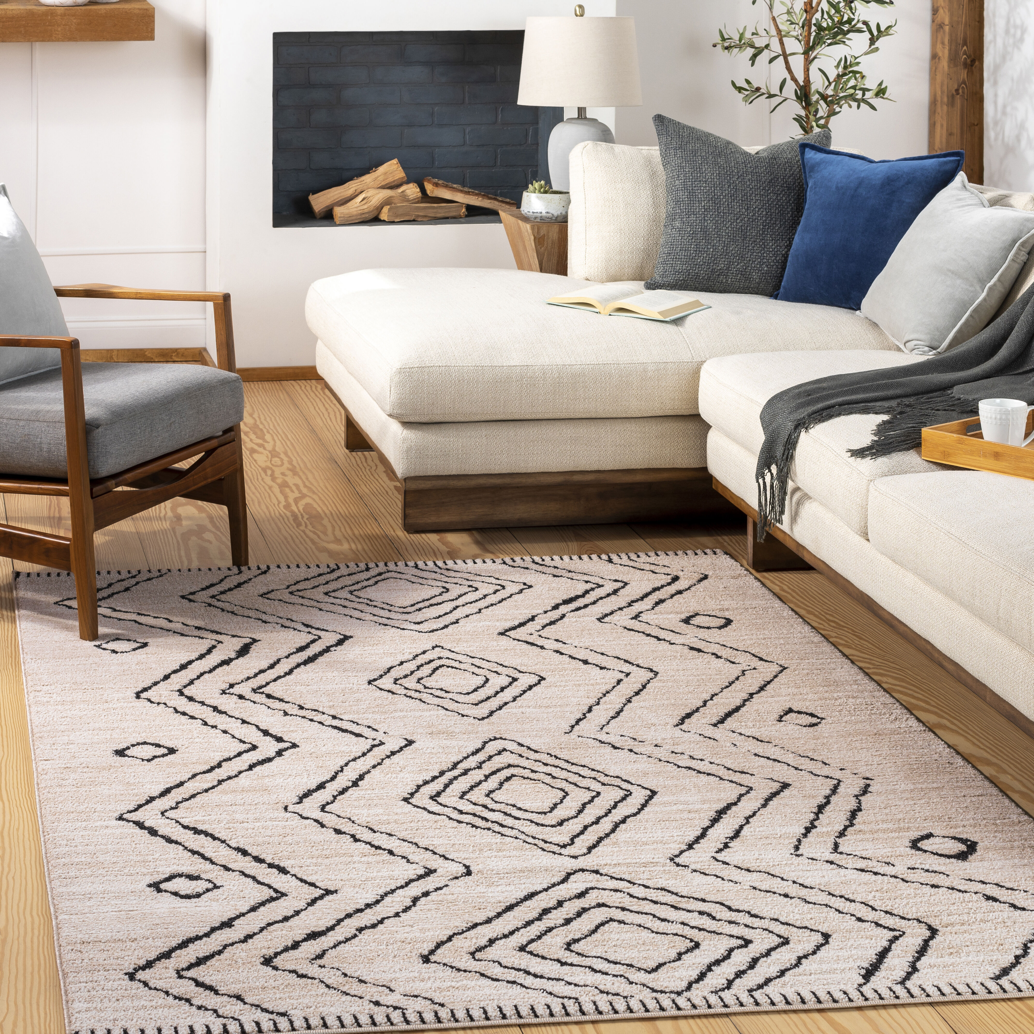 Cozy 84 X 63 inch Light Grey Rug, Rectangle