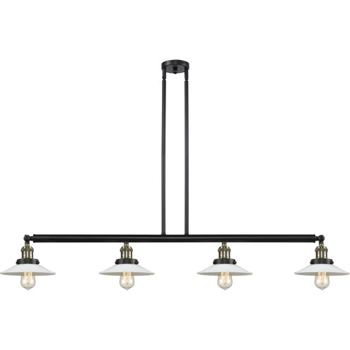 Franklin Restoration Halophane LED 53.13 inch Black Antique Brass Island Light Ceiling Light in Matte White Halophane Glass, Franklin Restoration