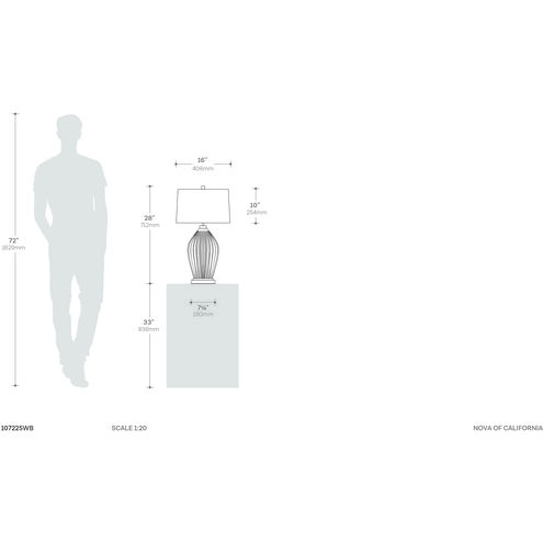 Santa Clara 30 inch 100.00 watt Walnut and White with Weathered Brass Table Lamp Portable Light