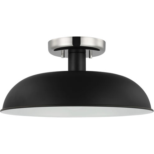 Colony 1 Light 15 inch Matte Black/Polished Nickel Semi Flush Ceiling Light