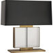 Sloan 19 inch 100 watt Lead Crystal with Aged Brass Table Lamp Portable Light in Black With Matte Gold