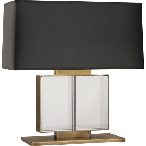 Sloan 19 inch 100 watt Lead Crystal with Aged Brass Table Lamp Portable Light in Black With Matte Gold