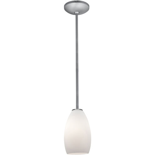 Champagne 1 Light 5 inch Brushed Steel Pendant Ceiling Light in Opal, Rod