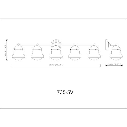 Vaughn 5 Light 40.75 inch Chrome Vanity Wall Light