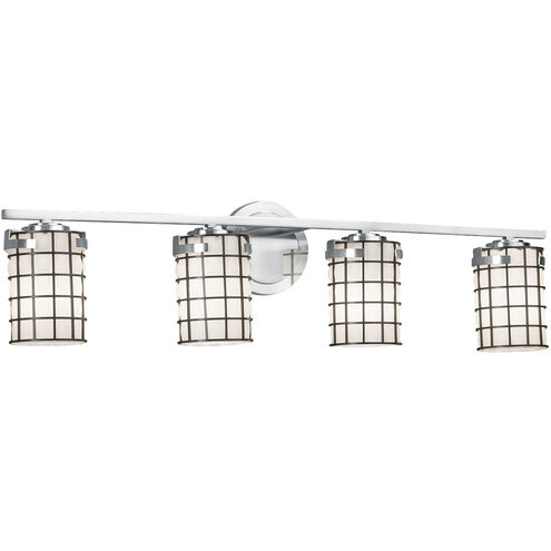 Wire Glass 32 inch Polished Chrome Bath Bar Wall Light in Grid with Clear Bubbles, Incandescent, Atlas