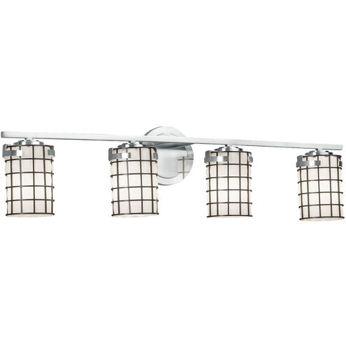 Wire Glass 31.5 inch Polished Chrome Bath Bar Wall Light in Grid with Clear Bubbles, Incandescent, Atlas