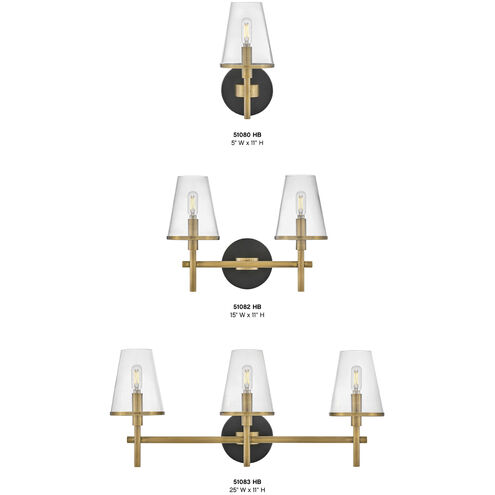 Marten 3 Light 25 inch Heritage Brass Bath Light Wall Light
