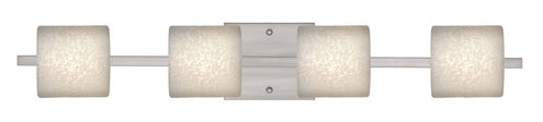 Paolo LED 30 inch Satin Nickel Vanity Lighting Wall Light in Stucco Glass