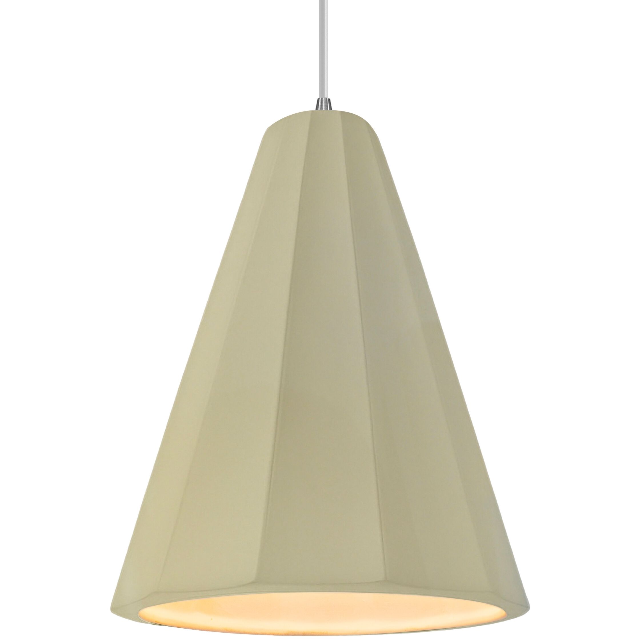 Radiance Collection - Fluted Pendant Ceiling Light in Brushed Nickel, White Cord, Replaceable Bulb, Vanilla Gloss, 9W x 13H, Form+Finish+Function