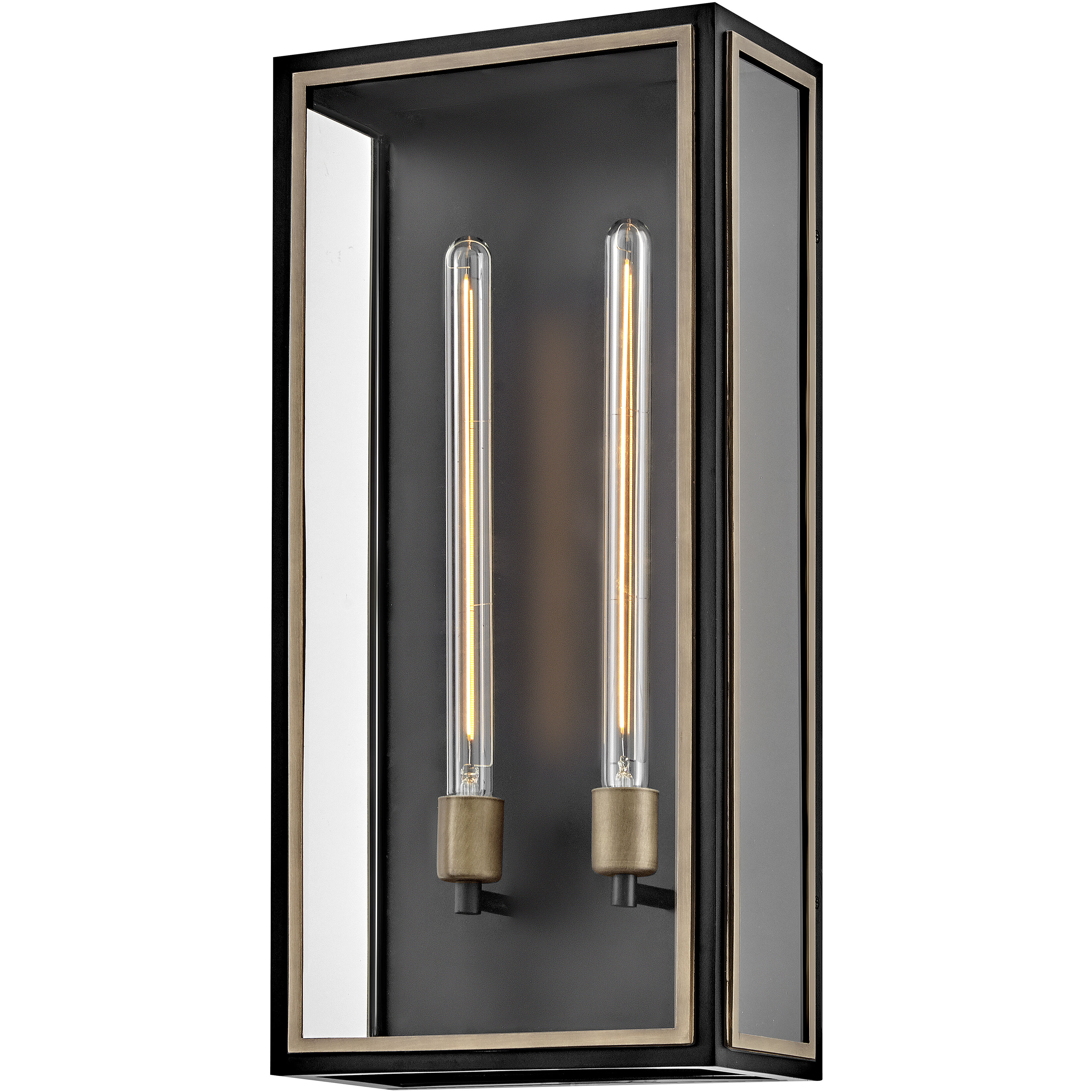Shaw 2 Light 25 inch Black with Burnished Bronze Outdoor Wall Mount