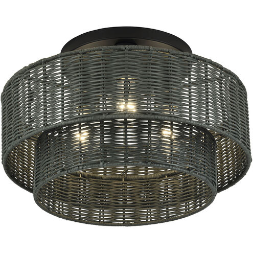 Weavington 3 Light 15 inch Black Semi Flush Mount Ceiling Light, Large