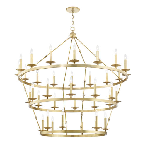 Allendale 36 Light 58 inch Aged Brass Chandelier Ceiling Light