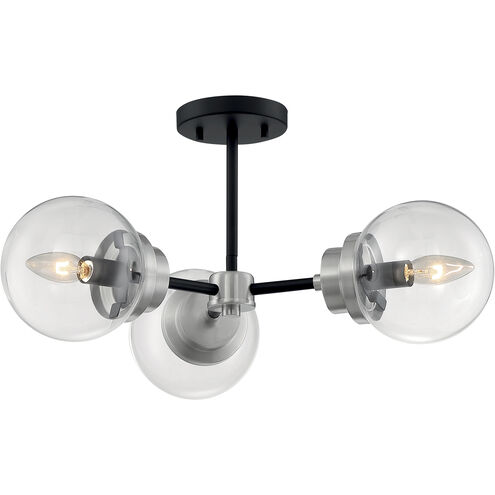 Axis 3 Light 23 inch Matte Black and Brushed Nickel Semi Flush Mount Fixture Ceiling Light