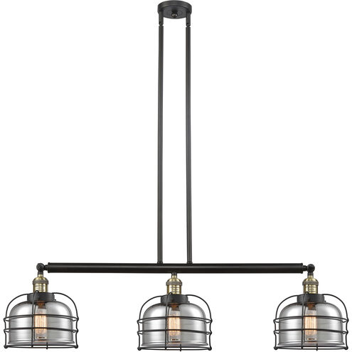 Franklin Restoration Large Bell Cage LED 41.5 inch Black Antique Brass Island Light Ceiling Light in Plated Smoke Glass, Franklin Restoration