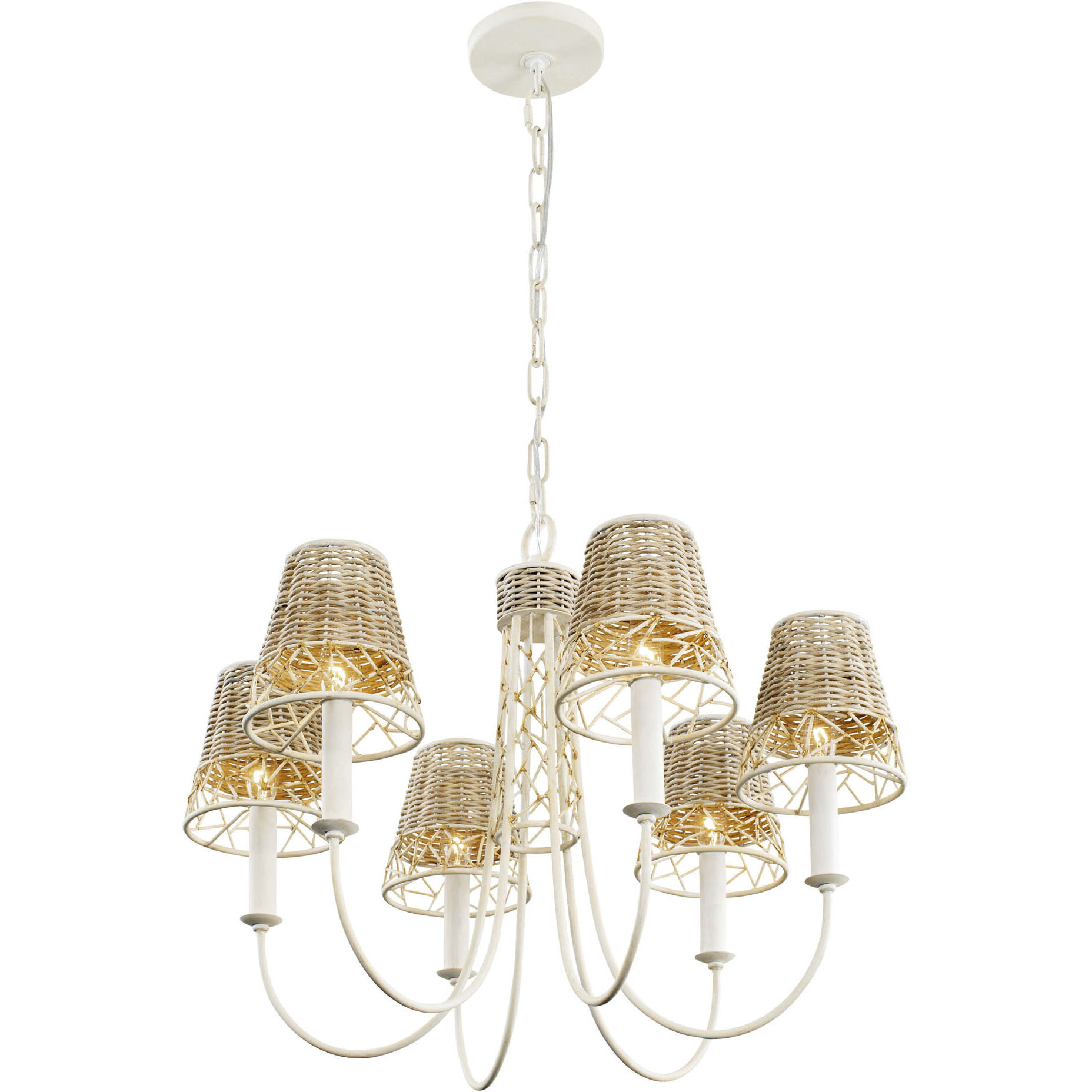 Cayman LED 26 inch Country White Chandelier Ceiling Light
