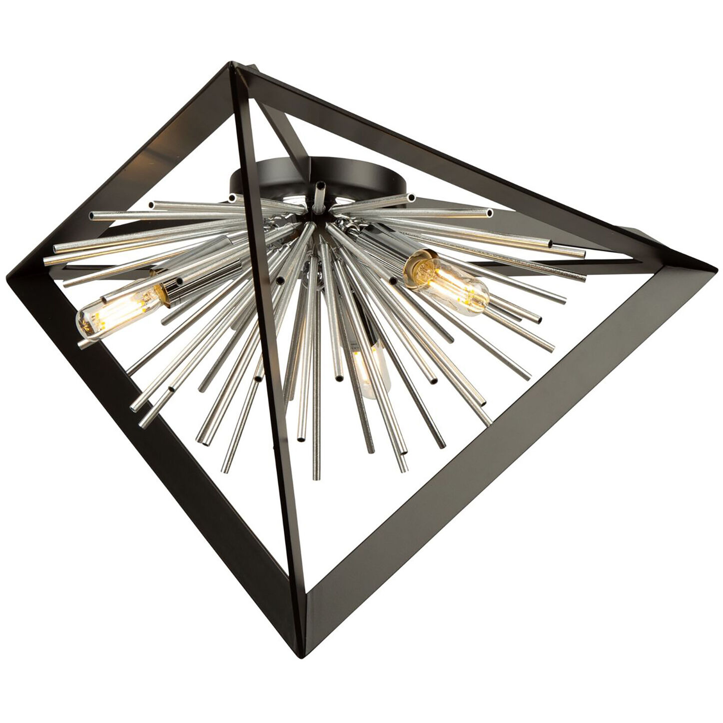 Sunburst LED 20.5 inch Matte Black and Chrome Flush Mount Ceiling Light