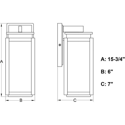 Uptown 1 Light 15.75 inch Matte Black Outdoor Wall Lantern