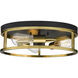 Canada 3 Light 16 inch Black and Gold Flush Mount Ceiling Light