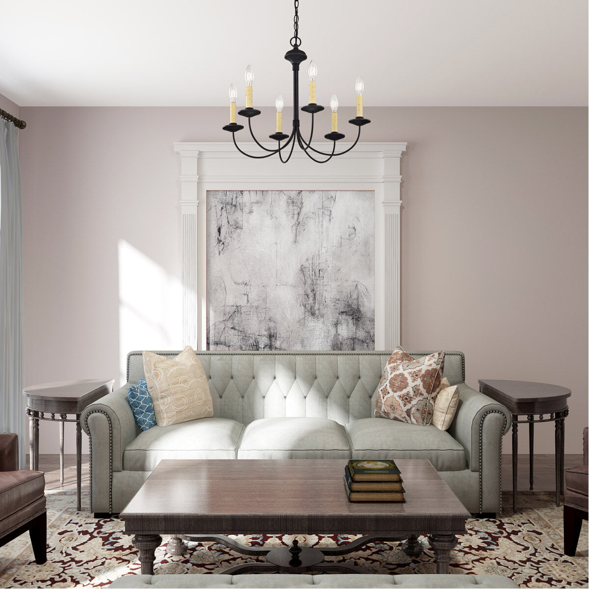 Heritage 6 Light 23 inch Black Chandelier Ceiling Light