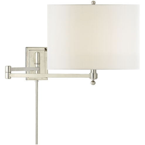 Thomas O'Brien Hudson 28.5 inch 60.00 watt Polished Nickel Swing Arm Sconce Wall Light in Linen