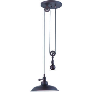Jeremiah 1 Light 11.75 inch Aged Bronze Brushed Pulley Pendant Ceiling Light
